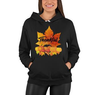 Thankful Autumn Leaves Thanksgiving Fall Tshirt Women Hoodie - Monsterry AU