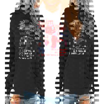Trucker Trucker American Flag Funny Trex Fireworks 4Th Of July Women Hoodie - Seseable