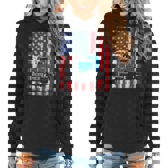 Trucker Trucker American Usa Flag Truck Driver Women Hoodie - Seseable