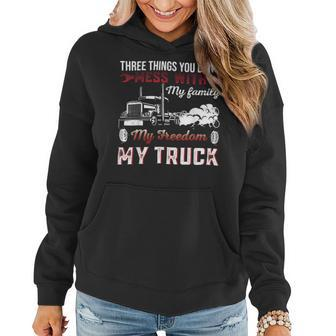 Trucker Trucker Dad Truck Driver Father Dont Mess With My Family Women Hoodie - Seseable