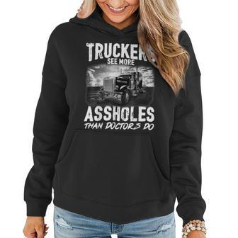 Trucker Trucker See More Best Trucker Dad Ever Big Rig Semitrailer Women Hoodie - Seseable