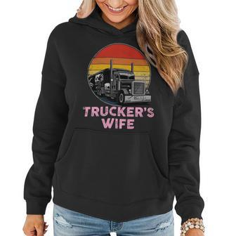 Trucker Truckers Wife Retro Truck Driver Women Hoodie - Seseable