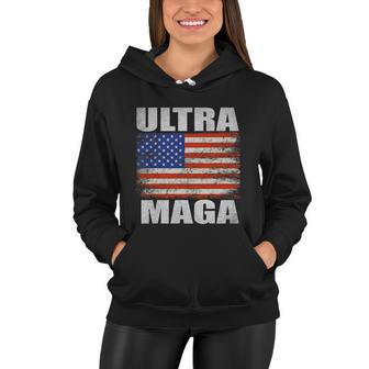 Ultra Maga America Flag Design Women Hoodie - Monsterry UK
