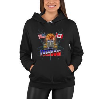 Usa American And Canada Flag Freedom Convoy 2022 Trucker Tshirt Women Hoodie - Monsterry