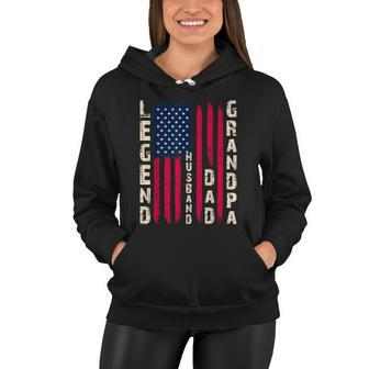 Usa Flag Fathers Day Dad The Legend Husband Dad Grandpa Women Hoodie - Monsterry