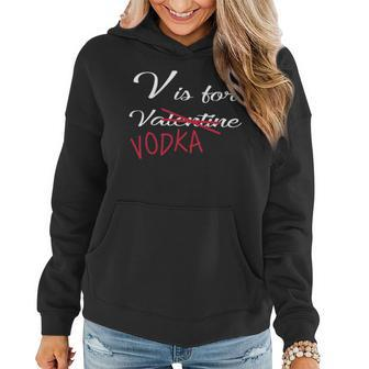 V Is For Valentine Vodka T-Shirt Graphic Design Printed Casual Daily Basic Women Hoodie - Thegiftio UK
