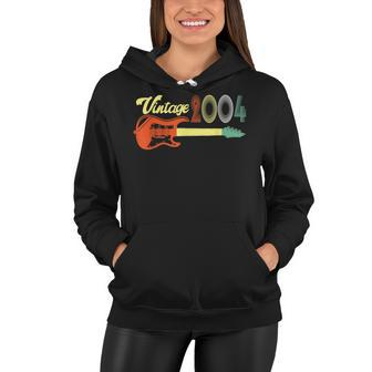 Vintage 2004 Retro 18Th Birthday With Guitar 18 Years Old Women Hoodie - Seseable