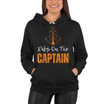 Vintage Dibs On The Captain Funny Captain Wife Quote Women Hoodie - Thegiftio UK