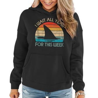 Vintage I Wait All Year For This Week For Shark Lover Funny Women Hoodie - Thegiftio UK