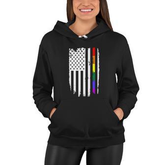 Vintage Lgbt Rainbow American Flag Lgbt Pride Women Hoodie - Monsterry CA