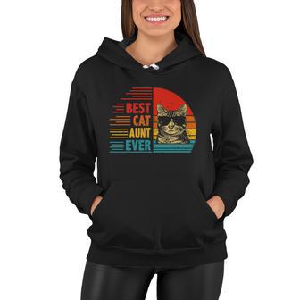 Vintage Retro Best Cat Aunt Ever Funny Cat Lover Mothers Day Women Hoodie - Thegiftio