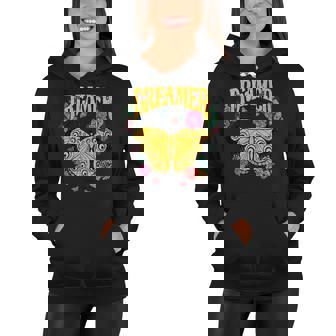 Vintage Retro Dreamer Butterfly Flower Women Hoodie - Thegiftio