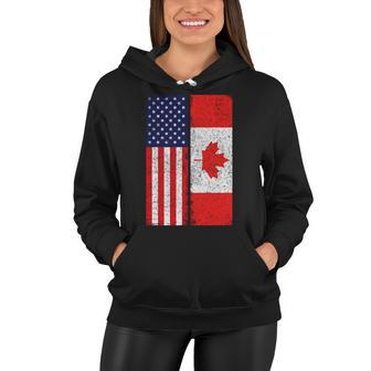 Vintage Usa Canadian Flag Women Hoodie - Monsterry
