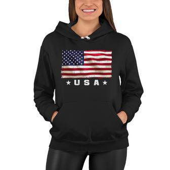 Vintage Worn Usa Flag Women Hoodie - Thegiftio UK