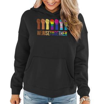 We Rise Together Black Lgbt Gay Pride Support Lgbtq Parade  Women Hoodie Graphic Print Hooded Sweatshirt