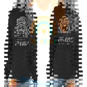 Wild About 1St Grade Leopard Rainbow Back To School Teacher Women Hoodie - Thegiftio