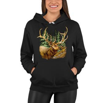 Wildlife - Elk Portrait Women Hoodie - Monsterry