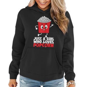 Womens Cool Just A Girl Who Loves Popcorn Girls Popcorn Lovers Women Hoodie Graphic Print Hooded Sweatshirt - Thegiftio UK