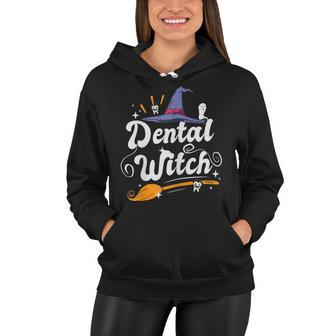 Womens Dental Witch Halloween Dentist Women Hoodie - Seseable