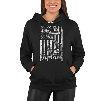Womens Funny Captain Wife Dibs On The Captain Us Flag Women Hoodie - Thegiftio UK