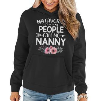 Womens My Favorite People Call Me Nanny Fun Pink Floral Mothers Day Women Hoodie Graphic Print Hooded Sweatshirt - Thegiftio UK