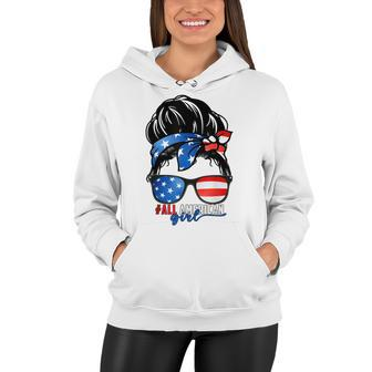 All American Girl 4Th Of July Daughter Messy Bun Usa Women Hoodie - Seseable
