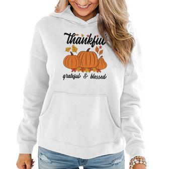 Autumn Thankful Grateful Blessed New Fall Gift Women Hoodie Graphic Print Hooded Sweatshirt - Seseable