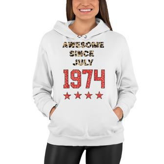 Awesome Since July 1974 Leopard 1974 July Birthday Women Hoodie - Seseable