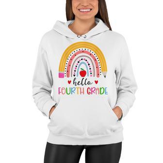 Back To School Hello Fourth Grade Teacher Rainbow Teachers Women Hoodie - Thegiftio UK