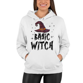 Basic Witch Women Halloween Distressed Witch Hat Women Hoodie - Seseable