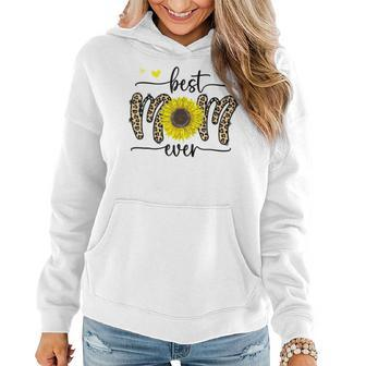 Best Mom Ever Cute Leopard Sunflower Heart Love Mothers Day Women Hoodie Graphic Print Hooded Sweatshirt - Thegiftio UK