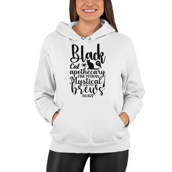 Black Cat Apothecary Fine Potions Mystical Brews Halloween Women Hoodie - Seseable