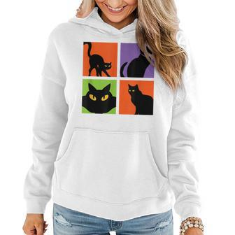 Black Cats Lover Vintage Retro Halloween Pop Art Witches V2 Women Hoodie Graphic Print Hooded Sweatshirt - Thegiftio UK