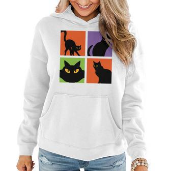 Black Cats Lover Vintage Retro Halloween Pop Art Witches V3 Women Hoodie Graphic Print Hooded Sweatshirt - Thegiftio UK