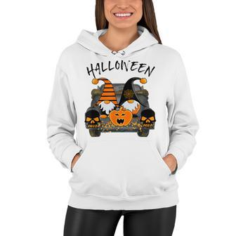Boo Pumpkin Witch Gnomes In Halloween Truck Funny Holiday V2 Women Hoodie - Seseable
