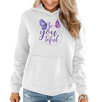 Butterfly Be You Tiful Be Yourself Design Women Hoodie Graphic Print Hooded Sweatshirt - Seseable