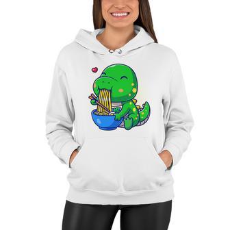 Cute Baby Dino Trex Eating Ramen Noodles Women Hoodie - Monsterry UK