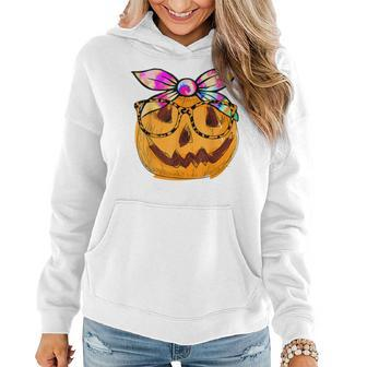 Cute Pumpkin Tie Dye Leopard Glasses Halloween Holiday Girls Women Hoodie Graphic Print Hooded Sweatshirt - Thegiftio UK