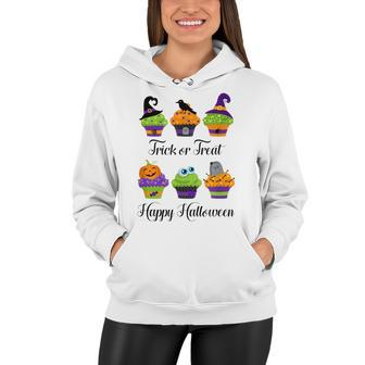 Cute Trick Or Treat Happy Halloween Cupcake Assortment Gift Women Hoodie - Seseable