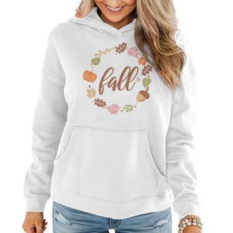 Fall Retro Flower Leaf Circle Women Hoodie Graphic Print Hooded Sweatshirt - Seseable