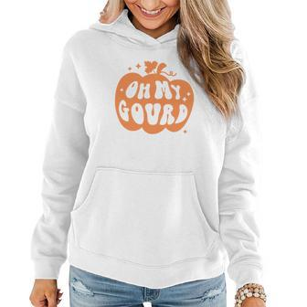 Fall Retro Oh My Gourd Pumpkin Spice Thanksgiving Women Hoodie Graphic Print Hooded Sweatshirt - Seseable