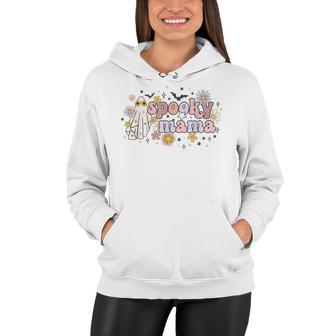 Floral Ghost Halloween Spooky Mama Cool Mom Funny Halloween Women Hoodie - Seseable