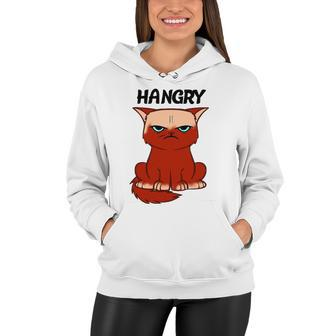 Funny Hangry Cat Cartoon Style Humor Tee Women Hoodie | Mazezy
