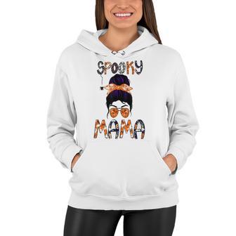 Funny Spooky Skull Witch Mom Halloween Spooky Mama Halloween Women Hoodie - Seseable