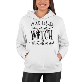 Funny Thick Thighs Witch Essential Metime Halloween Vibes Women Hoodie - Seseable