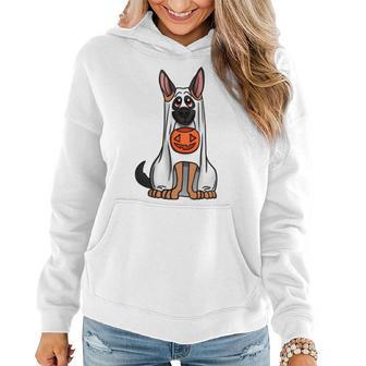German Shepherd Halloween Begging For Treats Women Hoodie Graphic Print Hooded Sweatshirt - Thegiftio