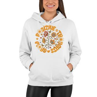 Grow Positive Thoughts Retro Hippie Butterfly And Flower Women Hoodie - Thegiftio UK