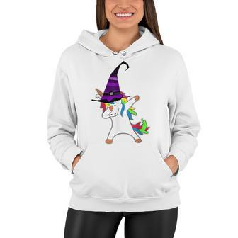 Halloween Dabbing Unicorn Witch Hat Witchcraft Costume Gift Women Hoodie - Seseable