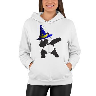 Halloween Dabbing Wizard Panda Bear Magic Witch Hat Gift Women Hoodie - Seseable