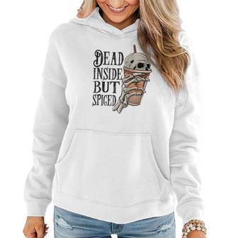 Halloween Spooky Skeleton Dead Inside But Spiged Women Hoodie Graphic Print Hooded Sweatshirt - Seseable